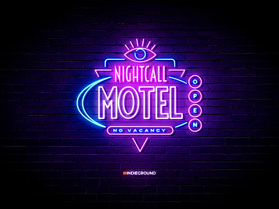 Neon Sign Effects for Photoshop - Nightcall Motel branding design illustration illustrator insignia logo mockup neon neon lights neon sign photoshop psd retro signage template vector