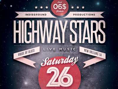 On The Road Poster Vol. 2 poster flyer psd template blues typography typo vintage gig