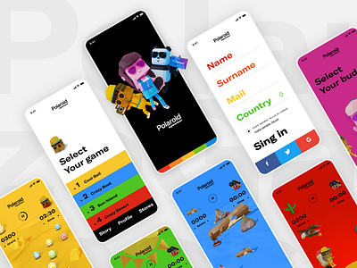 Polarized Games by Polaroid Eyewear branding colorful gamedesign interaction design made with adobe xd ui user interface ux