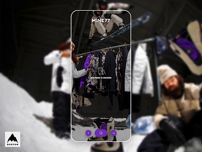 Burton Mine77 action sports branding burton snowboards interaction design lens made with adobe xd outherwear product scan shopping shopping app user interface ux winter collection