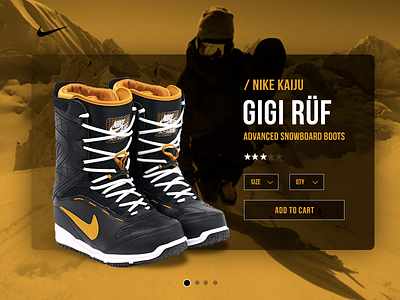 Nike Snowboard Boots cards experience interface shop snowboards sports swipe user