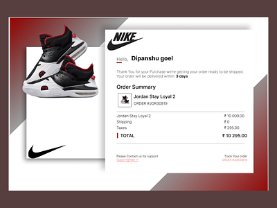 DailyUI #017: Email Receipt 017 3d branding daily ui challenge design email figma jordon logo nike receipt shoes ui ux vector