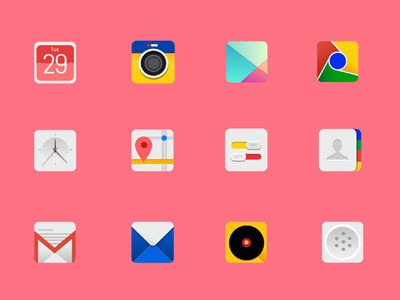 Not So Flat Icon calendar camera clock icon ios ipad iphone mail map music phone switch