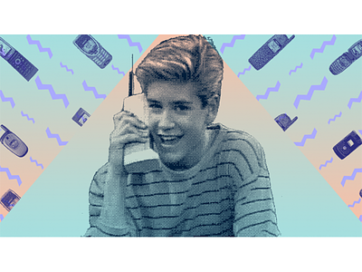 Illustration - Cellphone Nostalgia 90s article cellphone collage color halftone gradient illustration nostalgia pastel retro saved by the bell