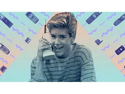 Illustration - Cellphone Nostalgia 90s article cellphone collage color halftone gradient illustration nostalgia pastel retro saved by the bell