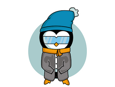 Winter penguin cartoon character illustration animal cartoon graphic design illustration mascot