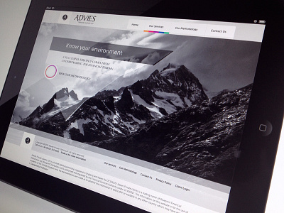 Advies Homepage 2012 button digital glossy interface ios ipad monochrome navigation ui ux website