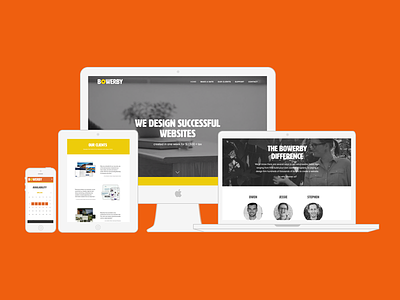 Bowerby branding desktop ipad mobile orange responsive stationary tablet web web design website