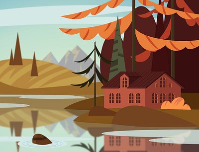 Autumn landscape illustration vector