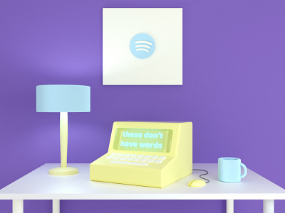 Playlist cover 3d cinema4d computer lamp mug octane playlist cover purple retro spotify