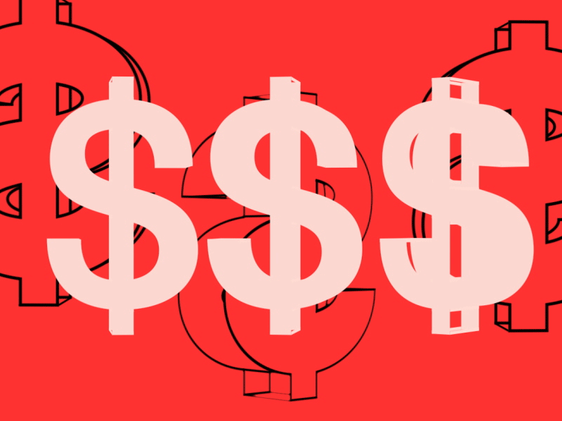dolla dolla bills dollars money red rotate type typography