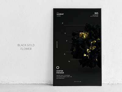 Black gold flower black c4d gold poster type