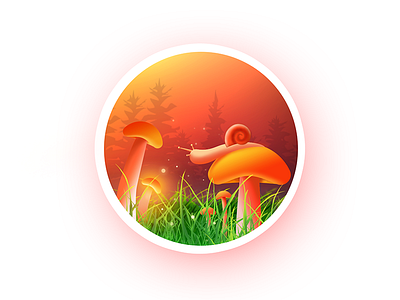 The lawn illustration lawn mushroom snail