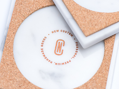 Personal — Premium — Handmade Goods coaster cork custom design drinks emblem handmade logo marble product design