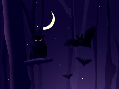 Darkness deamons bat black owl concept conceptual daemon darkness forest illustration night nightview owl