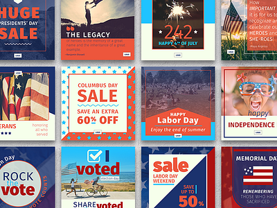 Patriotic social media banner templates american holiday patriotic red white and blue social media social media banner template usa vote
