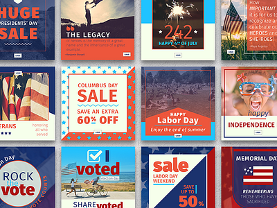 Patriotic social media banner templates