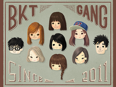BKT Gang 5th Anniversary anniversary colors cute face friends friendship head illustration lettering photoshop portrait typography