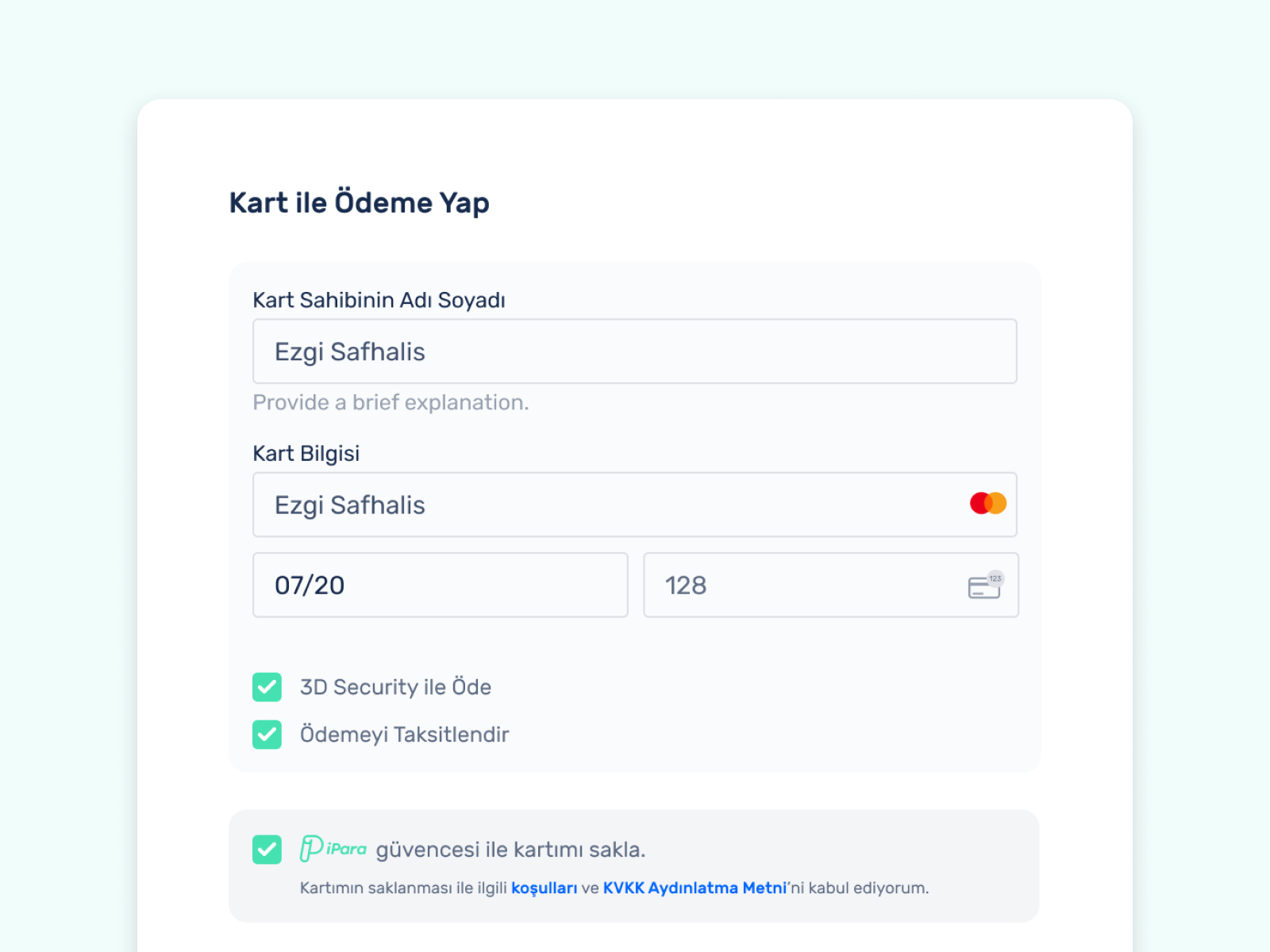 iPara Checkout Form by Ezgi Safhalis for Be Happy on Dribbble