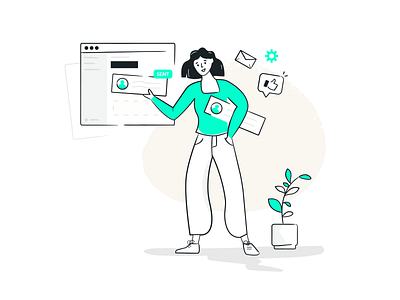 Automated tasks illustration by Ash Hazelwood for Ortto on Dribbble