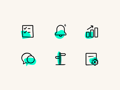 Icon set automation beige black branding green icon icon design icons marketing marketing icons product product icons stats teal
