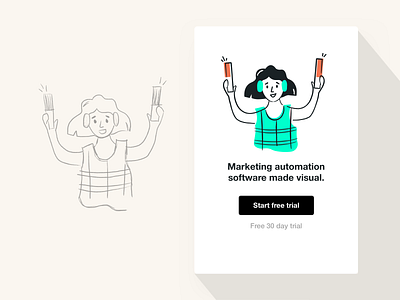 Empty State Illustration app autopilot blank state cta ecommerce empty state free trial girl green illustration marketer marketing marketing tools product design shopping turquoise visual design worker