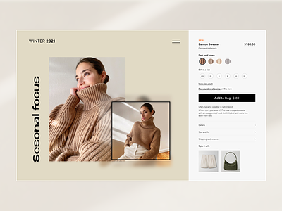 Ecommerce Website- Product page add to bag beige branding ecommerce ecommerce app ecommerce business ecommerce shop fashion marketing online store commerce product page shop shop page shopping sizing typography ui design