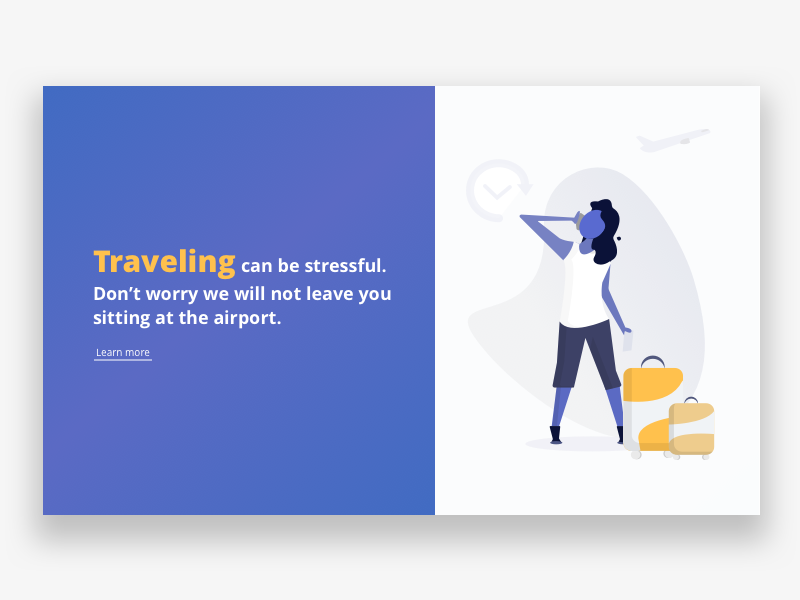 Traveling & missed your flight? yellow blue ui illustration insurance claim baggage airport flight travel