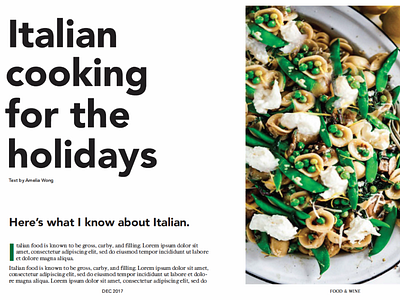 Editorial - Italian Cooking editorial graphic graphic design typography