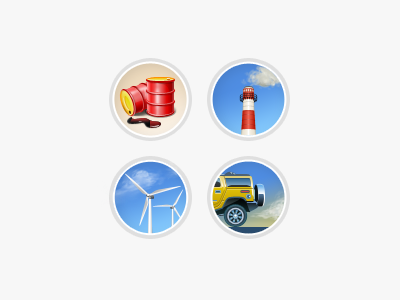 Eco Illustrations barrel carbon dioxide eco green icon illustration oil pollution smog smokestack vehicle windmill
