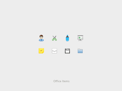 Office Items (psd) author email envelope expert folder freebies icons marker office presentation psd scissors small icons stickies