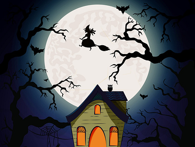Halloween Background with Horror Full Moon Night halloween night