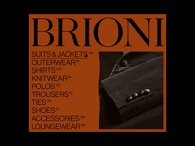 Florence Typeface, Brioni Concept, Hover States animation black fashion hover interaction motion typography ui ux webdesign