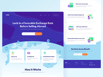 Lock in Exchange Rate Landing Page abroad app application concept currency design earth eccomerce exchange fee illustration landing money online rate sell store ui ux website