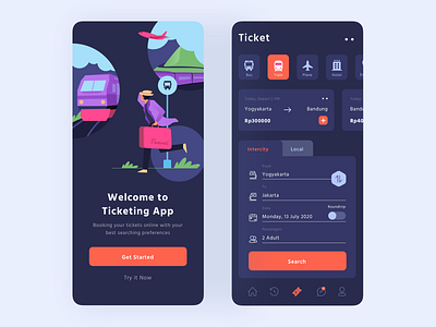 Ticketing App UI Dark