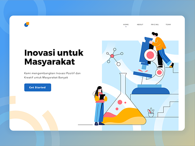 Labs Landing Page abstract debut glass icons illustration laboratory labs landing line microscope page pattern pipes shot simple ui website work