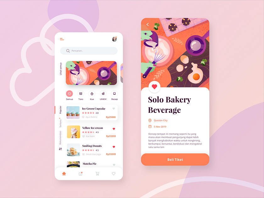 Bakery and Beverages Mobile App Exploration by Yannywd on Dribbble