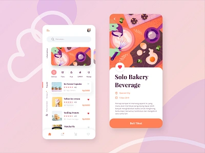 Bakery and Beverages Mobile App Exploration app bakery beverage bread cooking design icons illustration kitchen mobile noise note page phone procreate recipe screen simple soft ui