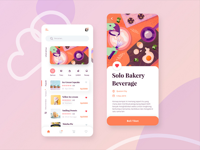 Bakery and Beverages Mobile App Exploration by Yannywd on Dribbble