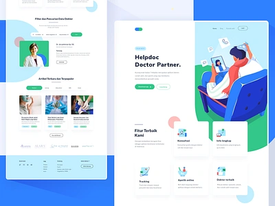 Helpdoc Landing Page chat design desktop doctor flat health hospital human icons illustration landingpage lineart medical medicine patient people platform ui website