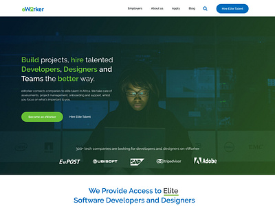 eWorker Home Page (Redesign) adobe xd design illustration typography ui ux vector website