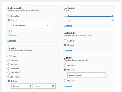 New filtering UI filtering