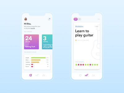 Habits tracker app design ios iphonex ui