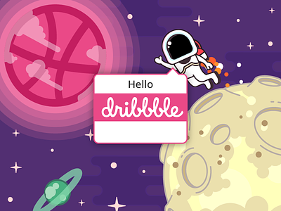 Destination: Dribbble illustrator moon space