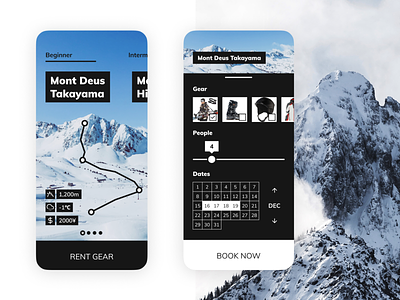 Ski Resort Booking App User Interface design iphone mobile mobileui nature skiing snowboarding ui uidesign user experience user interface ux