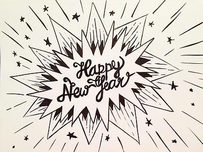 Happy2016 2016 brush pen design sketch