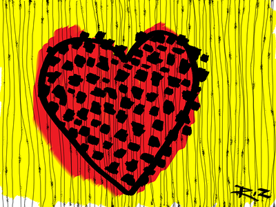 Heart black brush design illustration photoshop red sketch yellow