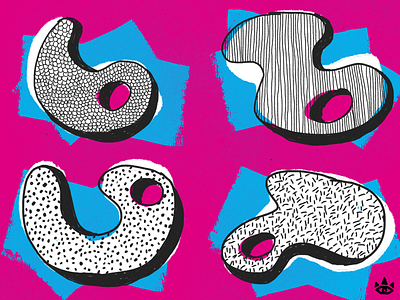 Four Shapes With Texture black design illustration pencil pink shapes sketch texture