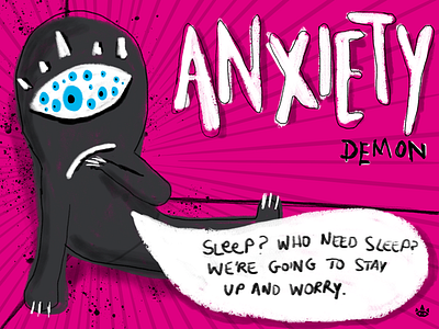 Anxiety - My Demons - Day 3 30 day challenge black demons eyes illustration white