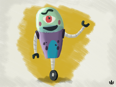 Day 25 Robot 30 day challenge color gouach illustration inktober robot